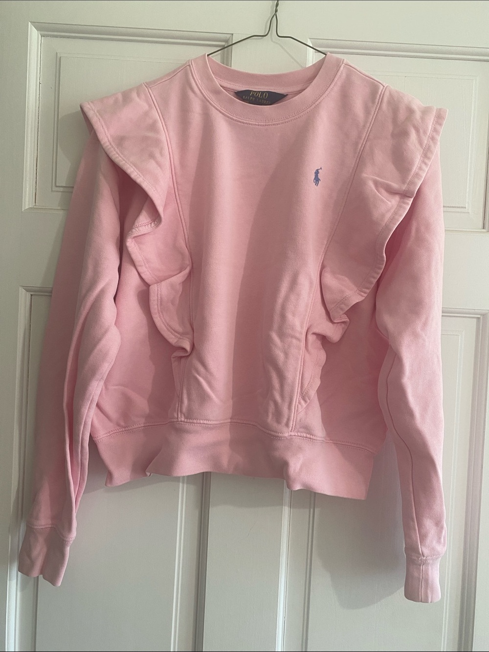 Polo by Ralph Lauren Light Pink Ruffle Crewneck Sweatshirt